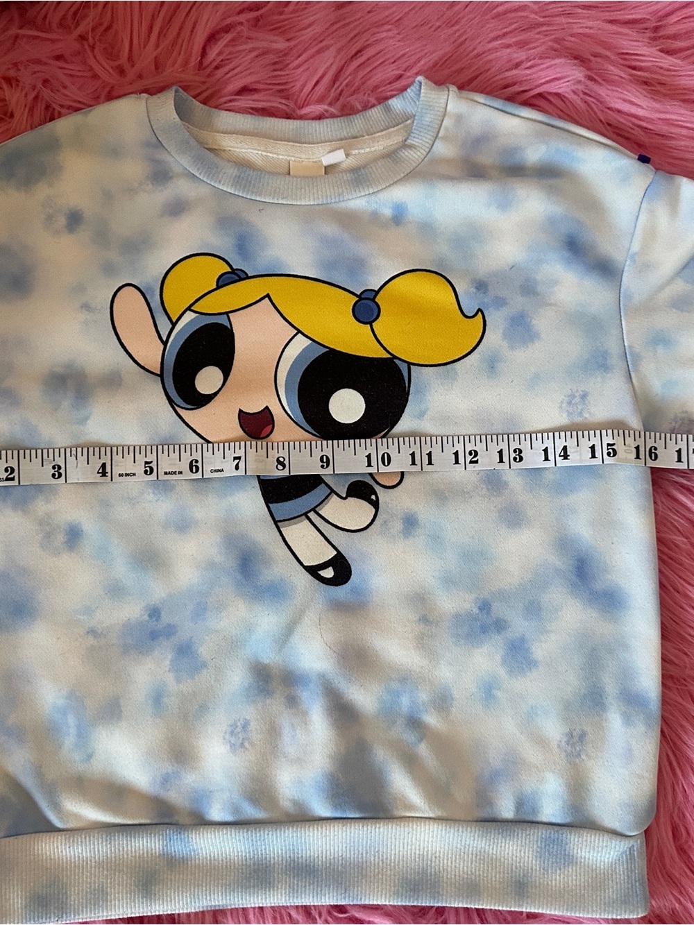 Power Puff Girls Cartoon Network Kids Bubbles Tie-Dye Sweatshirt - Picture 7 of 12